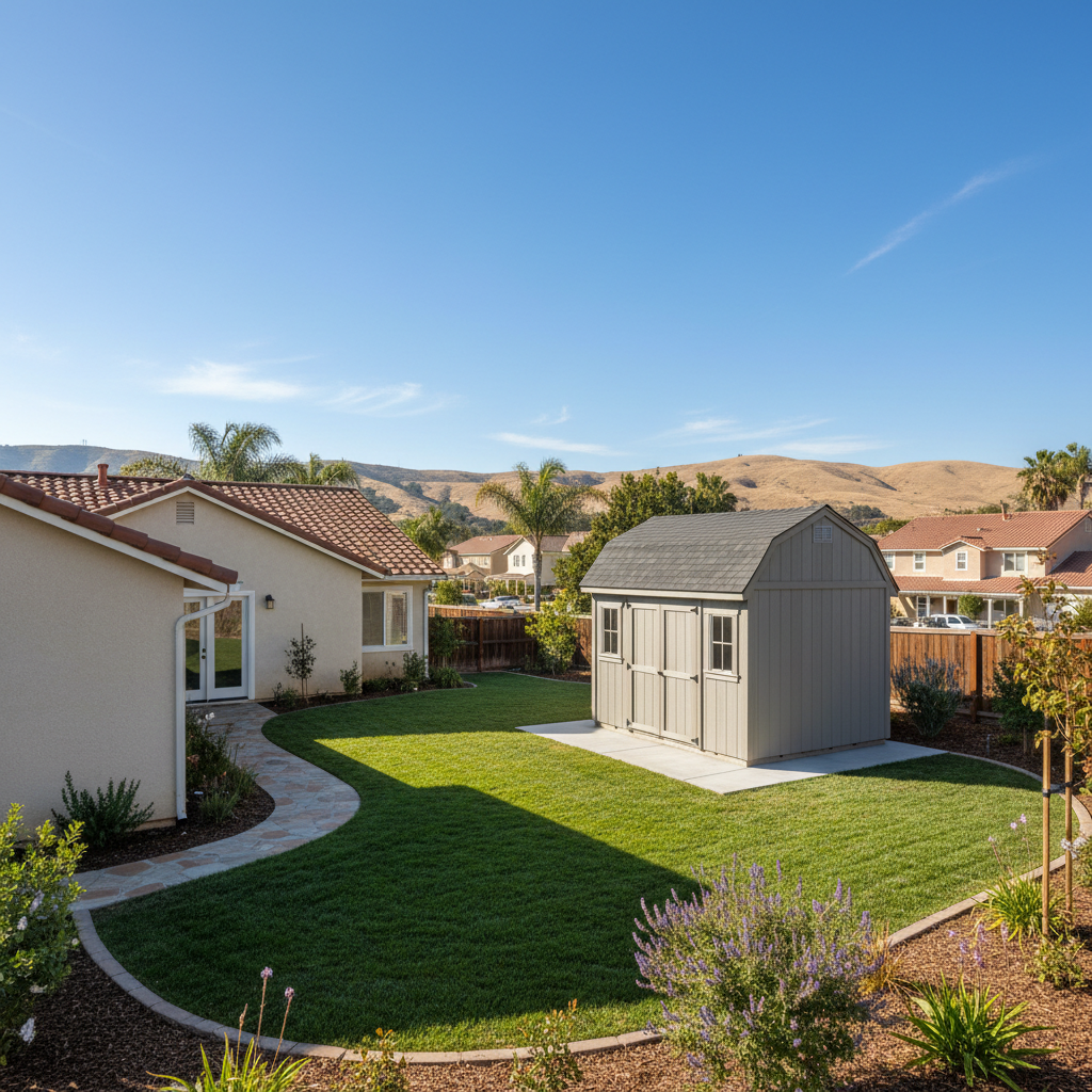 Completed garden sheds work at a residential property in Pomona, CA