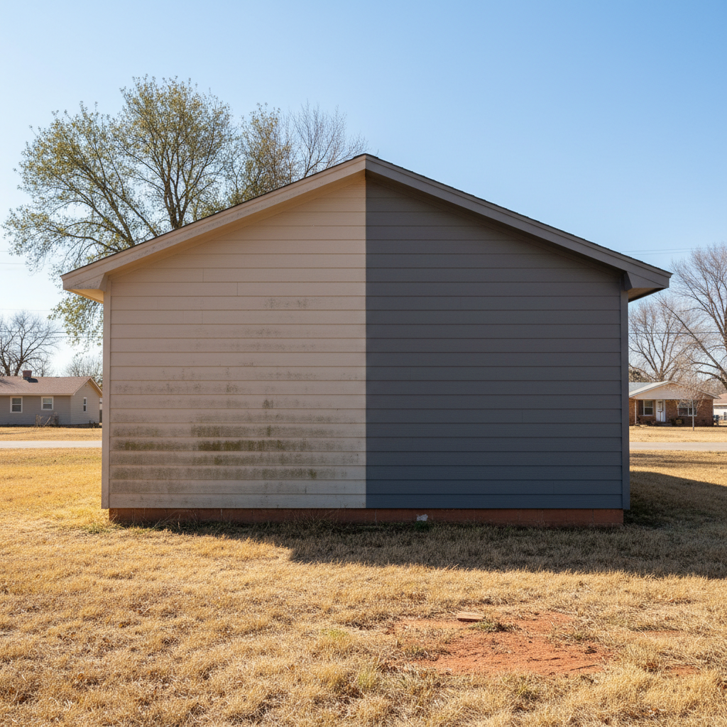 Completed siding cleaning work at a residential property in Dodge City, KS