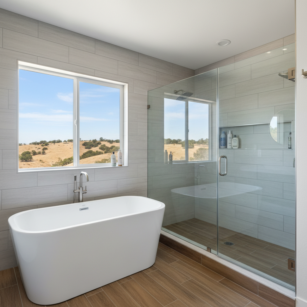 Completed bathtub and shower installation work at a residential property in Santa Clarita, CA