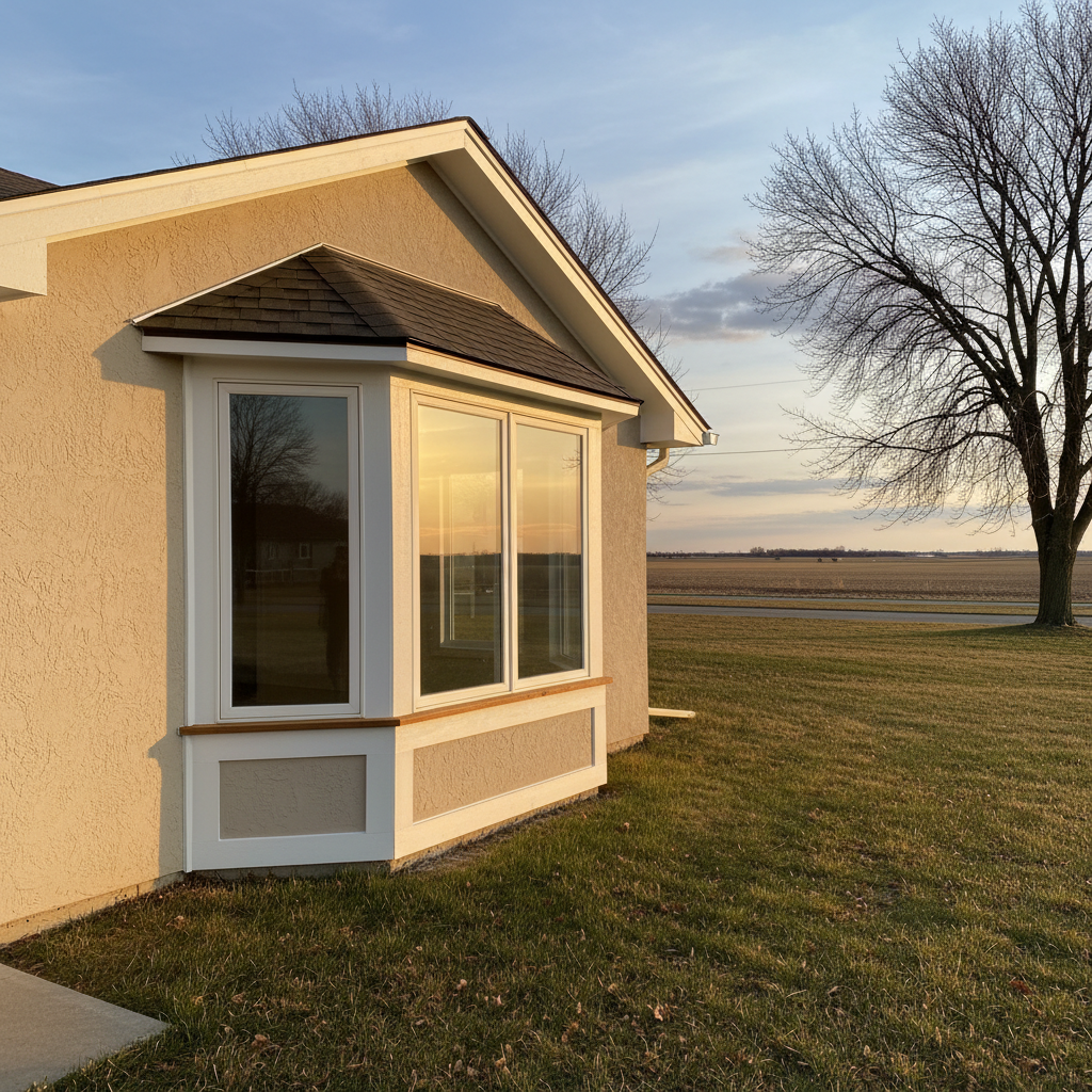 Completed bay window installation work at a residential property in Great Bend, KS