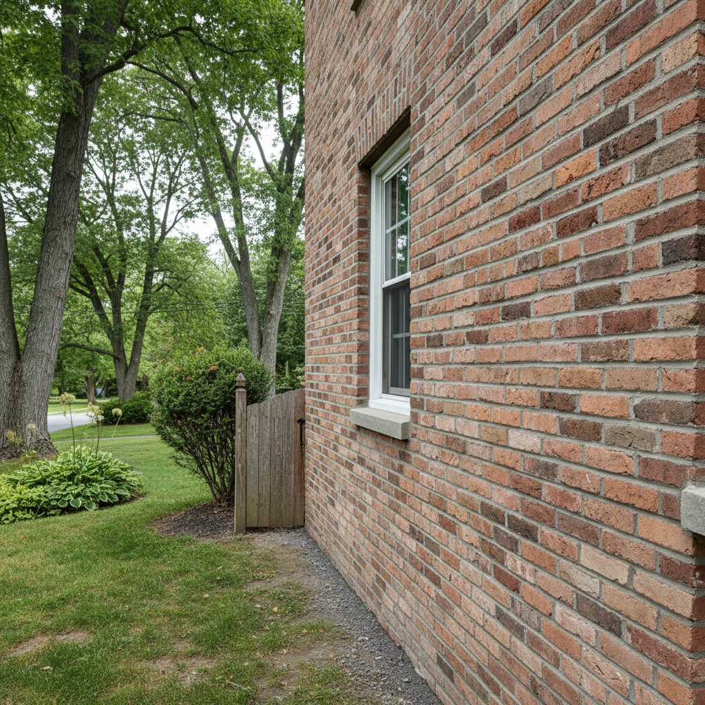 Completed tuckpointing work at a residential property in Newton, MA