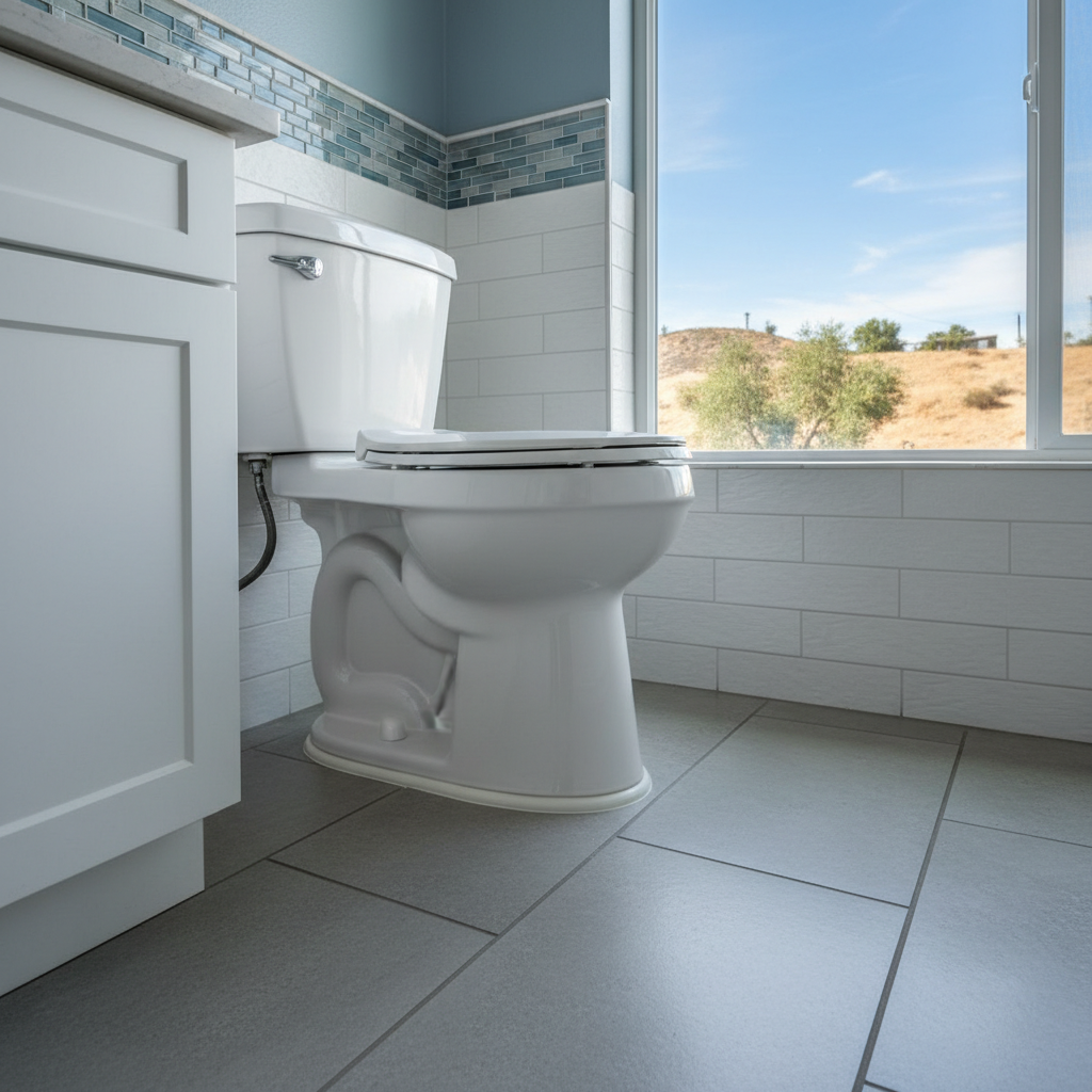 Completed toilet installation work at a residential property in Azusa, CA
