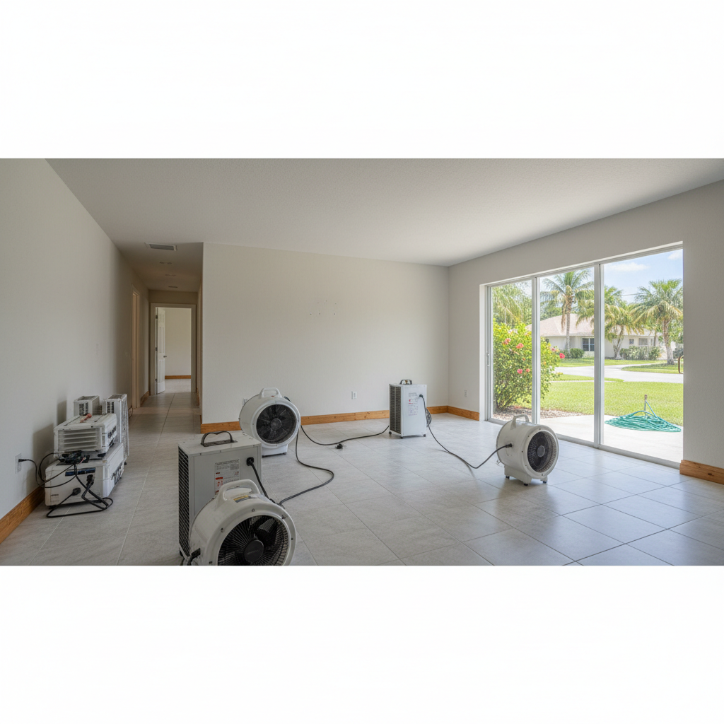 Completed water damage remediation work at a residential property in Miramar, FL
