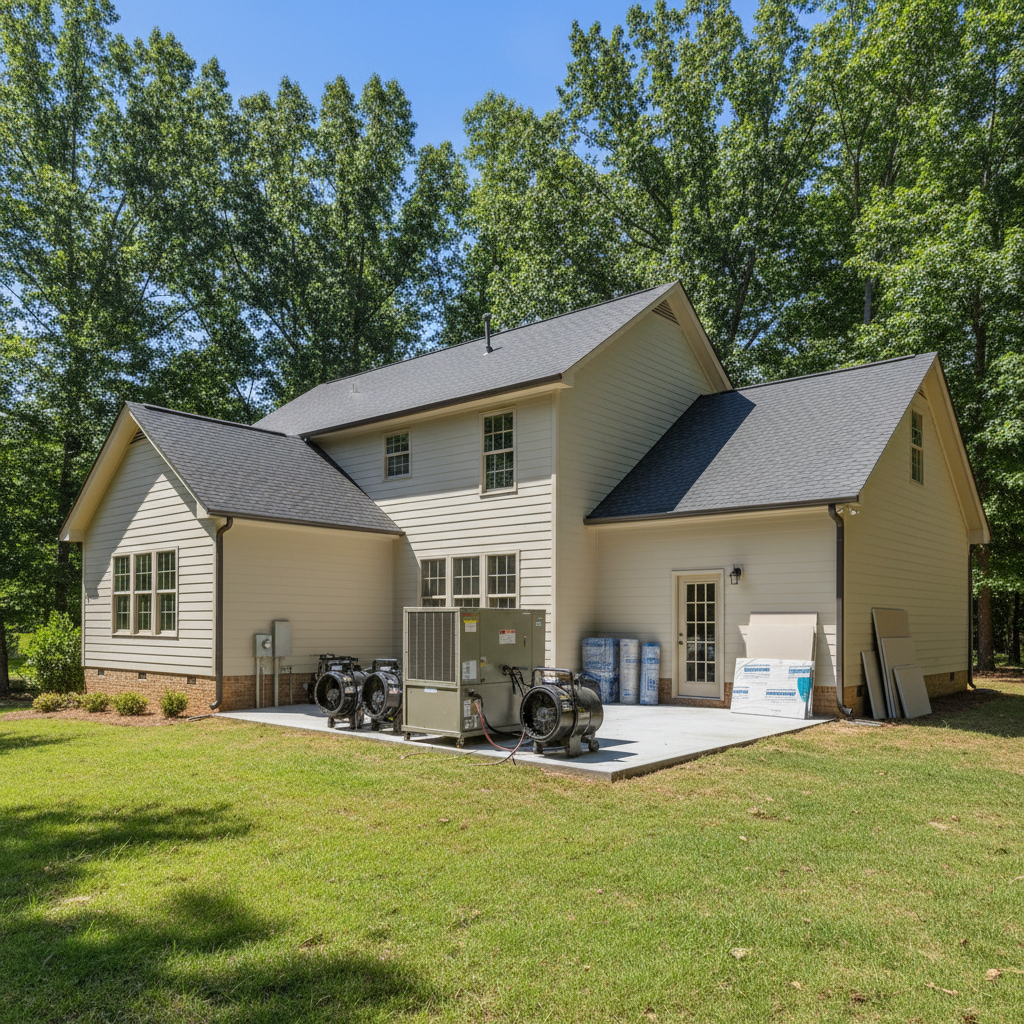 Completed structural drying work at a residential property in Stockbridge, GA