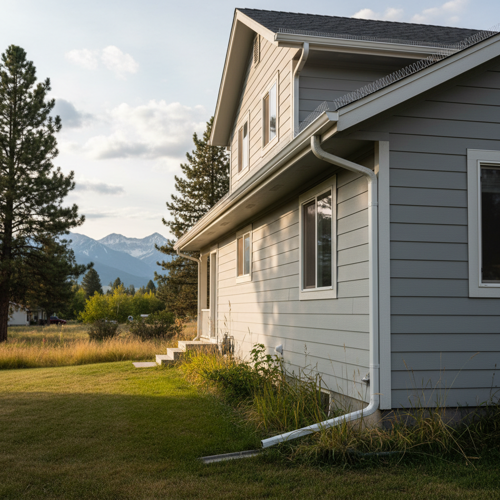 Completed gutter installation work at a residential property in Missoula, MT
