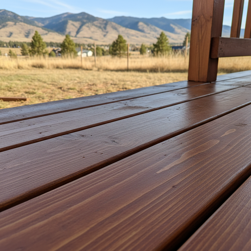 Completed deck staining work at a residential property in Bozeman, MT