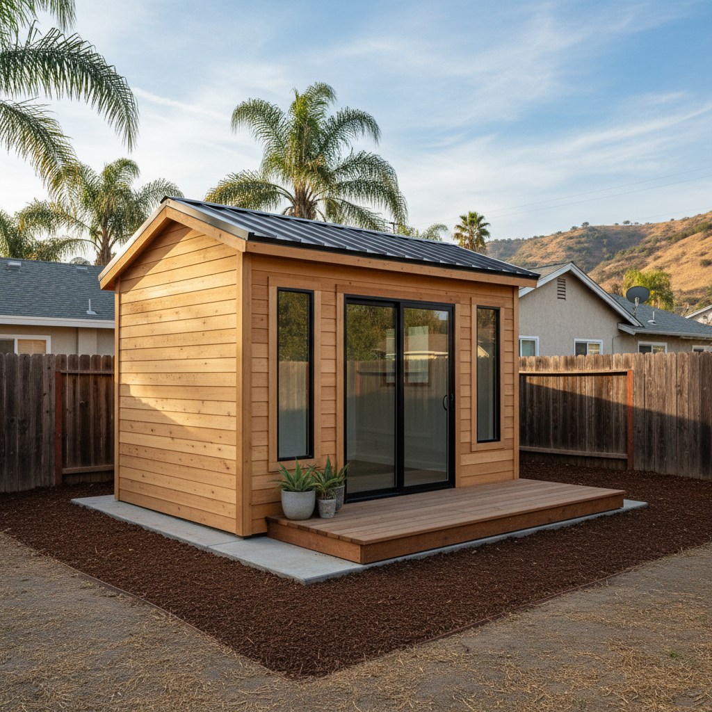 Completed office sheds work at a residential property in Pomona, CA