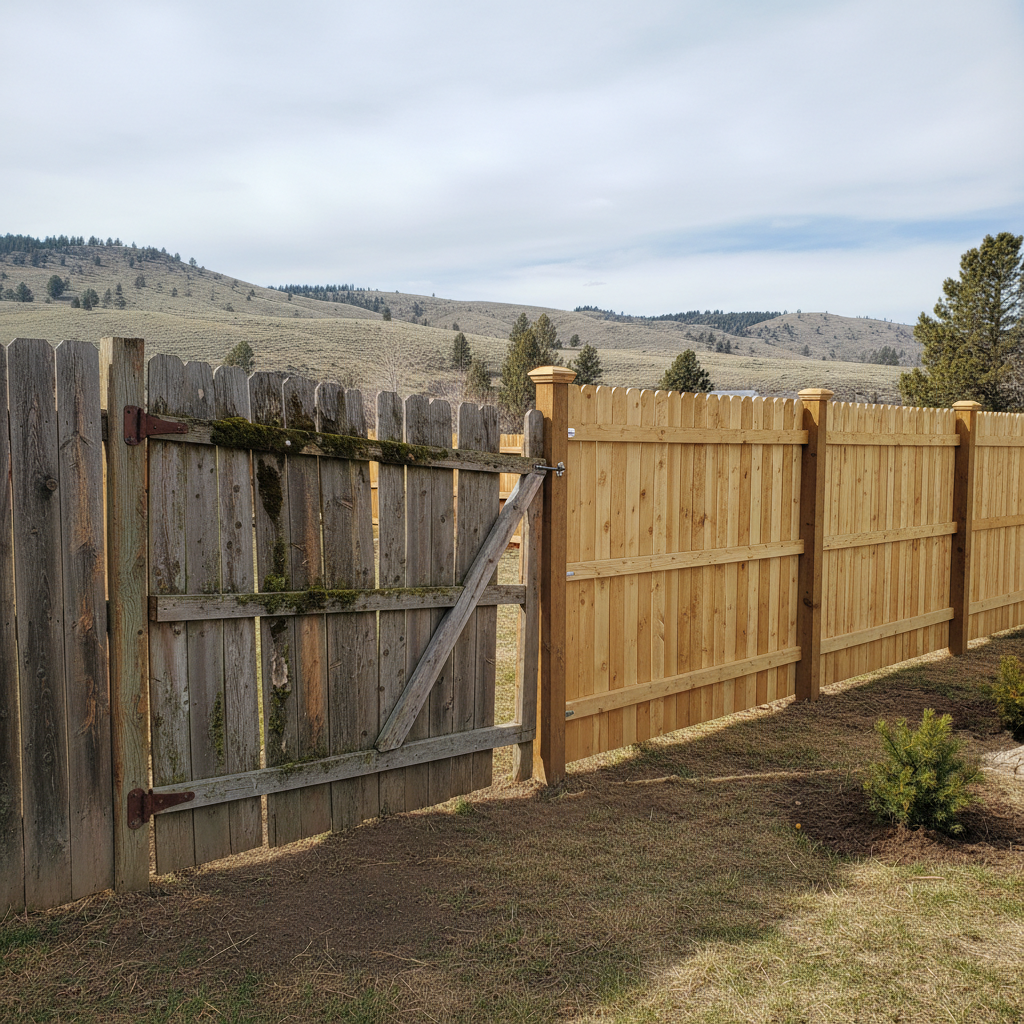 Completed wood fence installation work at a residential property in Boise, ID