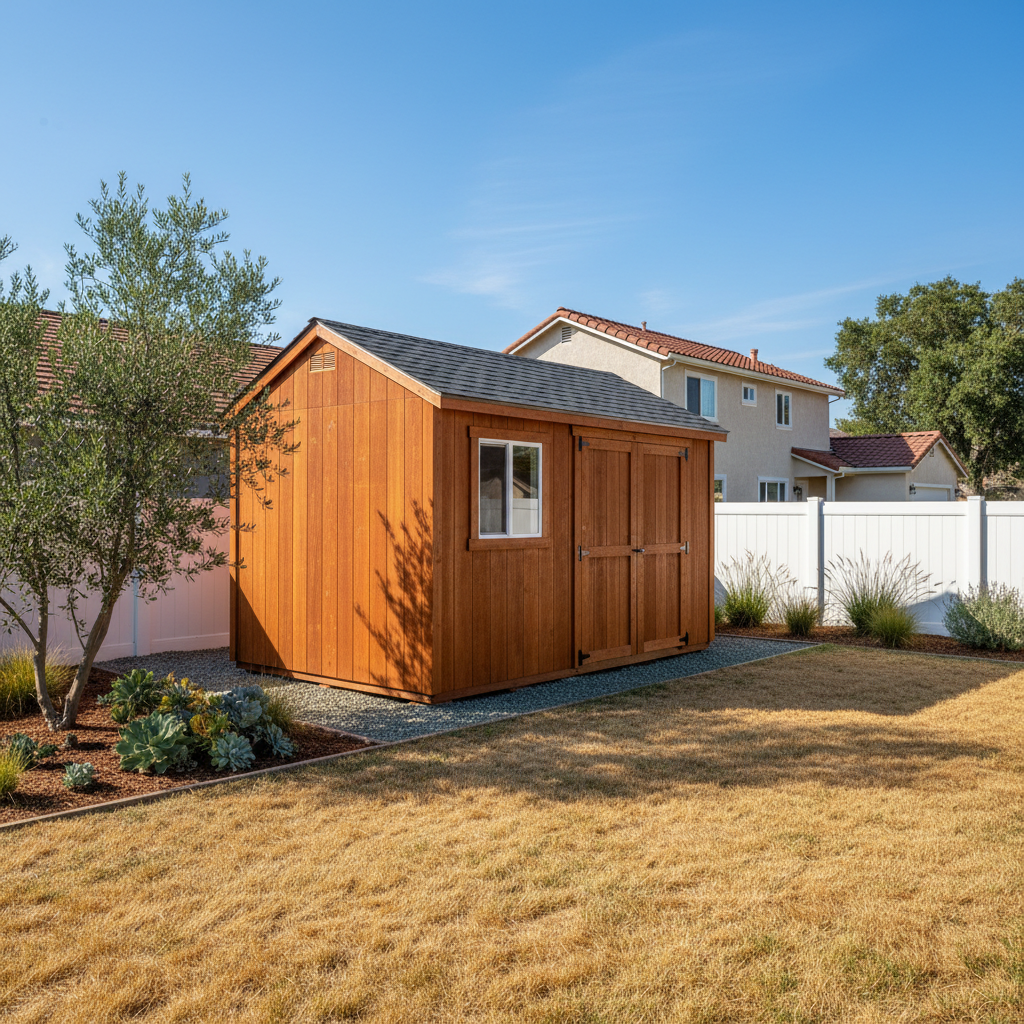 Completed storage sheds work at a residential property in San Jose, CA