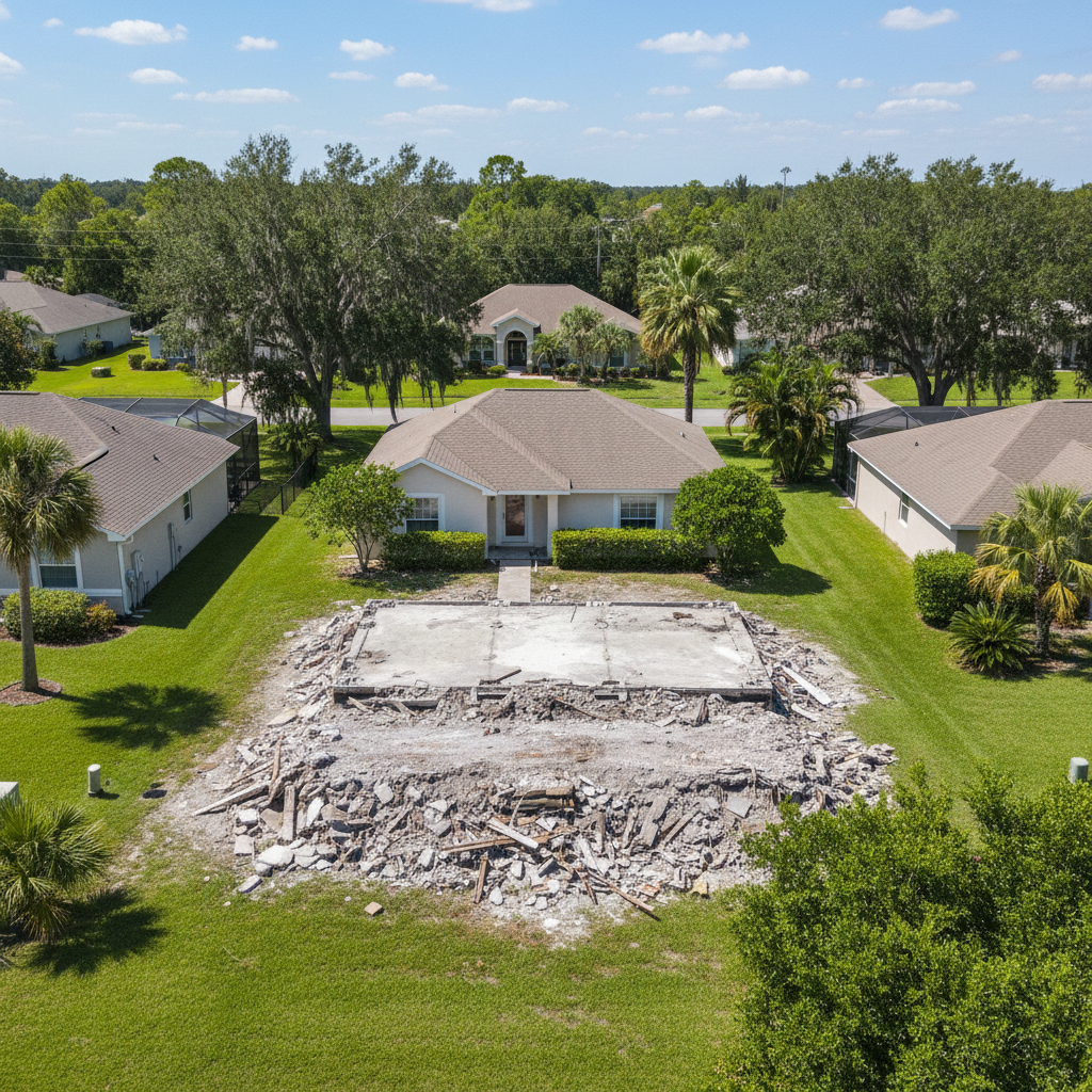 Completed structural demolition work at a residential property in Silver Springs, FL