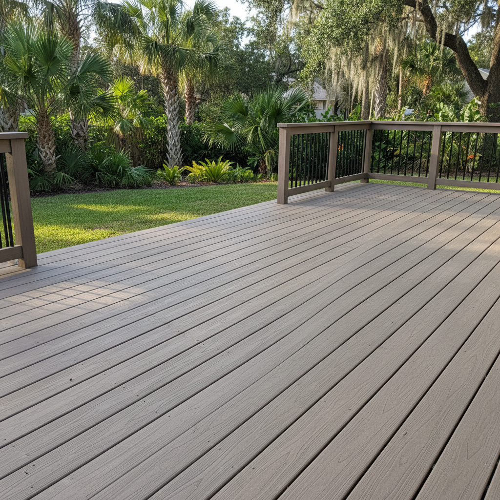 Completed composite decks work at a residential property in Orlando, FL