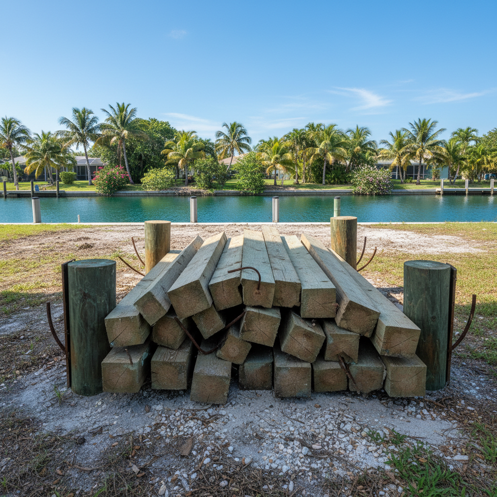 Completed dock demolition work at a residential property in Cape Coral, FL