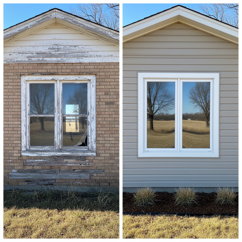 Completed window installation work at a residential property in Great Bend, KS