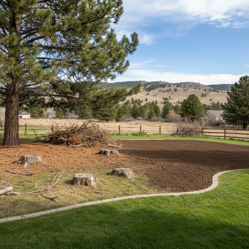 Completed land clearing work at a residential property in Billings, MT