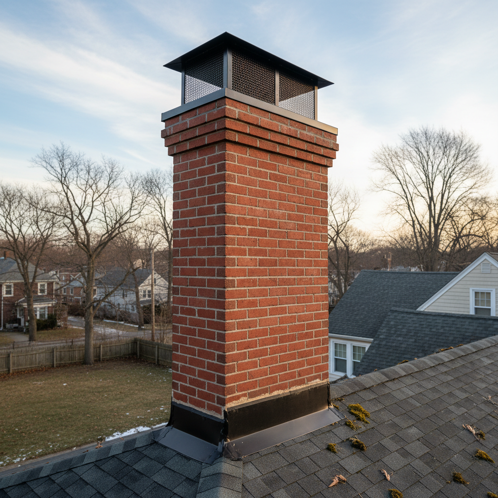 Completed chimney repair work at a residential property in Boston, MA