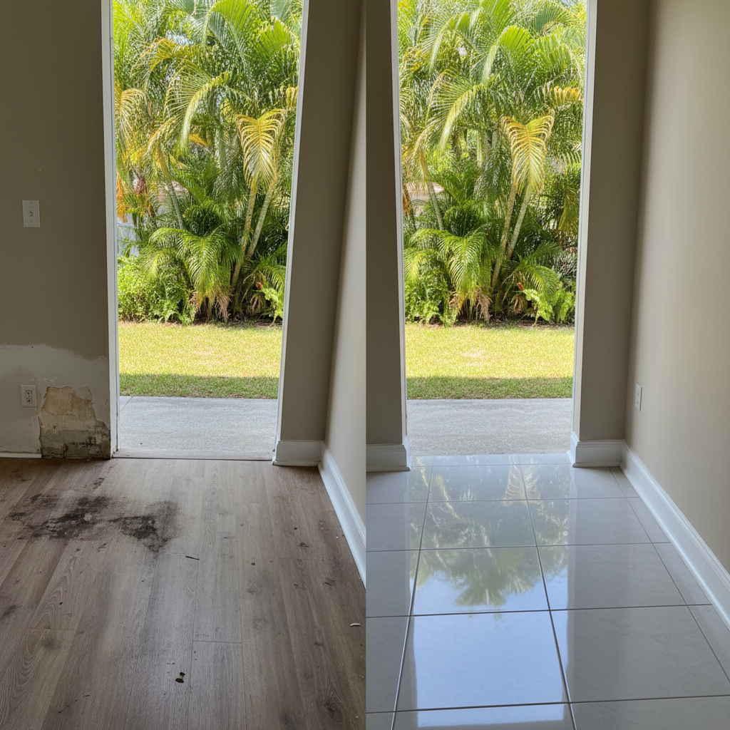Completed emergency water cleanup work at a residential property in Hollywood, FL