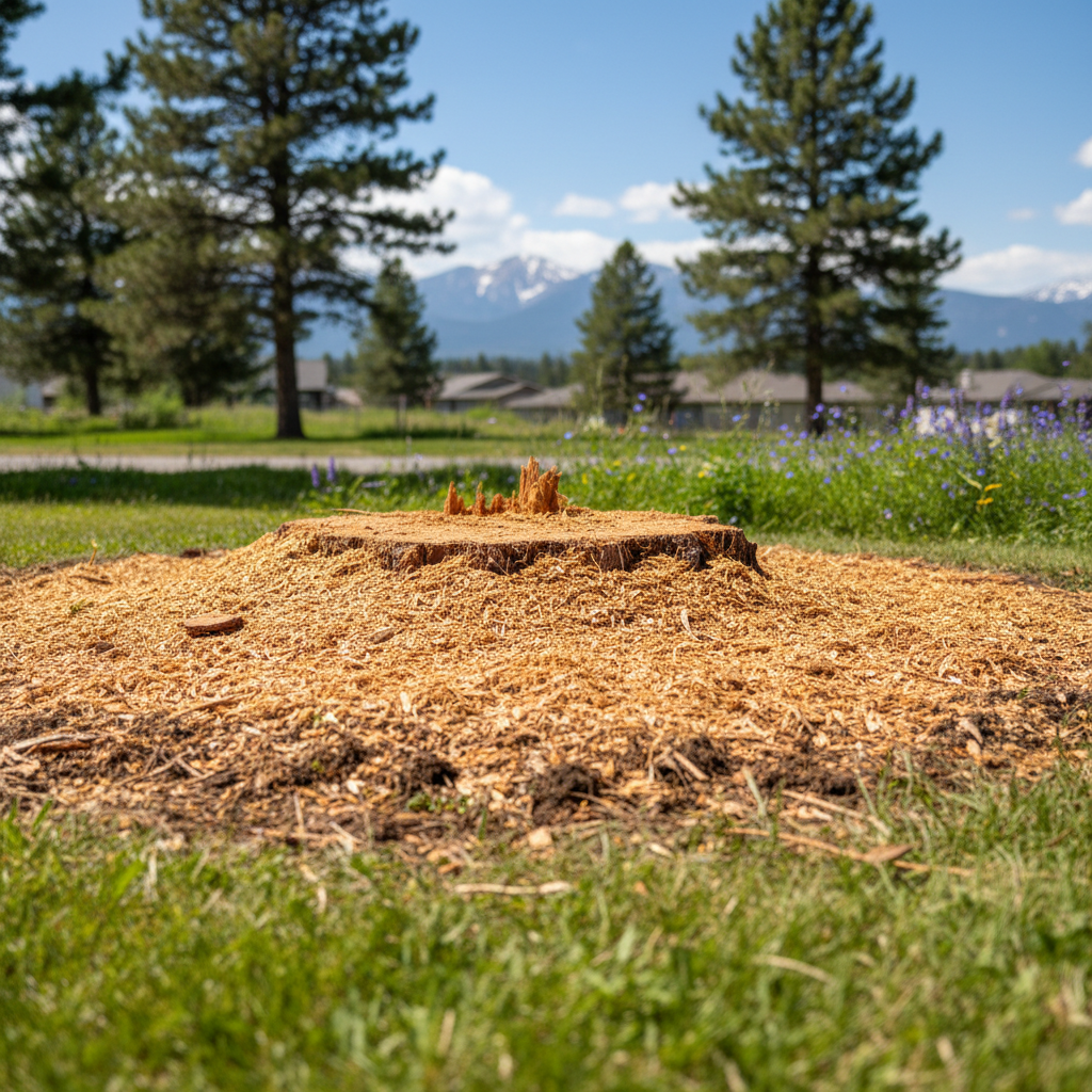 Completed tree removal work at a residential property in Missoula, MT