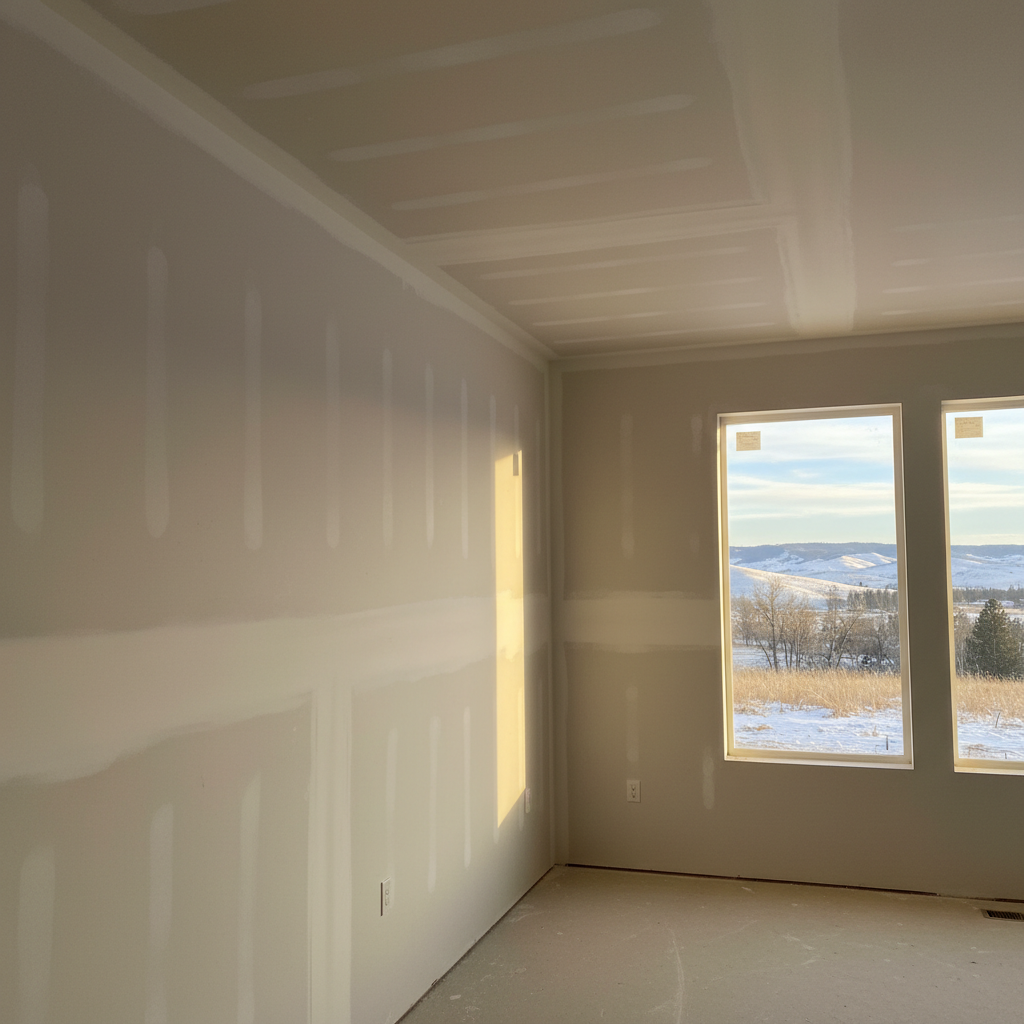 Completed sheetrock installation work at a residential property in Eagle, ID