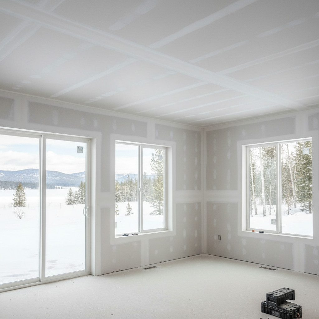 Completed drywall hanging work at a residential property in McCall, ID
