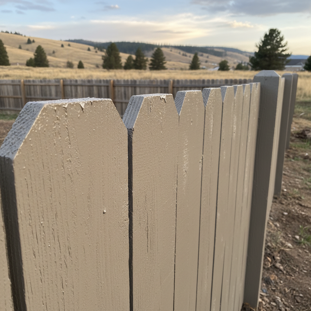 Completed fence painting work at a residential property in Bozeman, MT