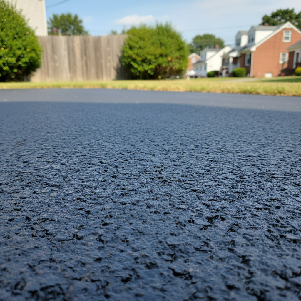Completed asphalt sealcoating work at a residential property in Jersey City, NJ