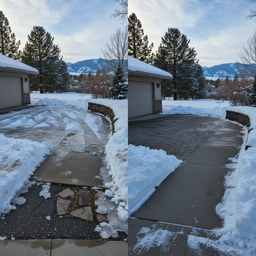 Completed snow removal work at a residential property in Helena, MT