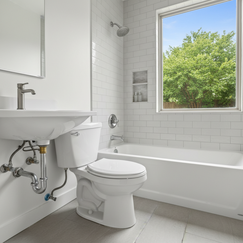 Completed plumbing work work at a residential property in Broken Arrow, OK