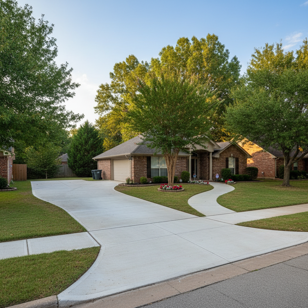 Completed concrete repair work at a residential property in Broken Arrow, OK