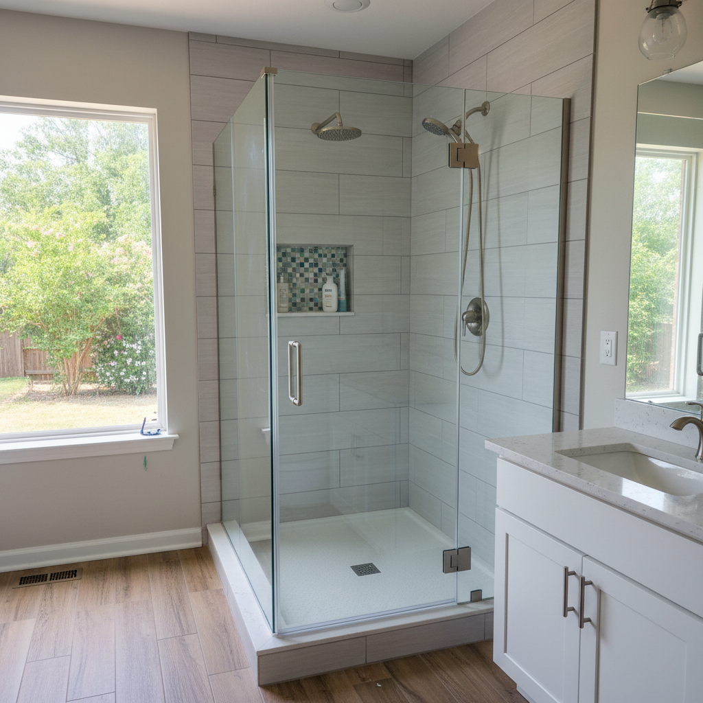 Completed shower replacement work at a residential property in Claremore, OK