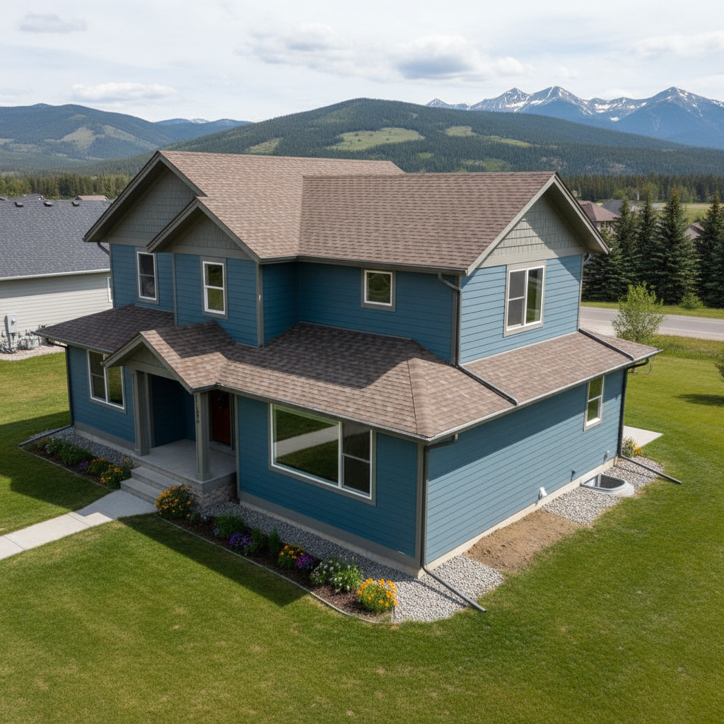 Completed seamless gutter installation work at a residential property in Kalispell, MT