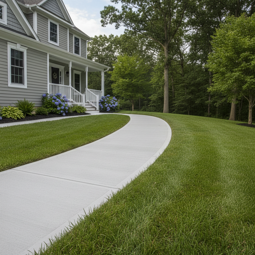 Completed concrete sidewalks work at a residential property in Toms River, NJ