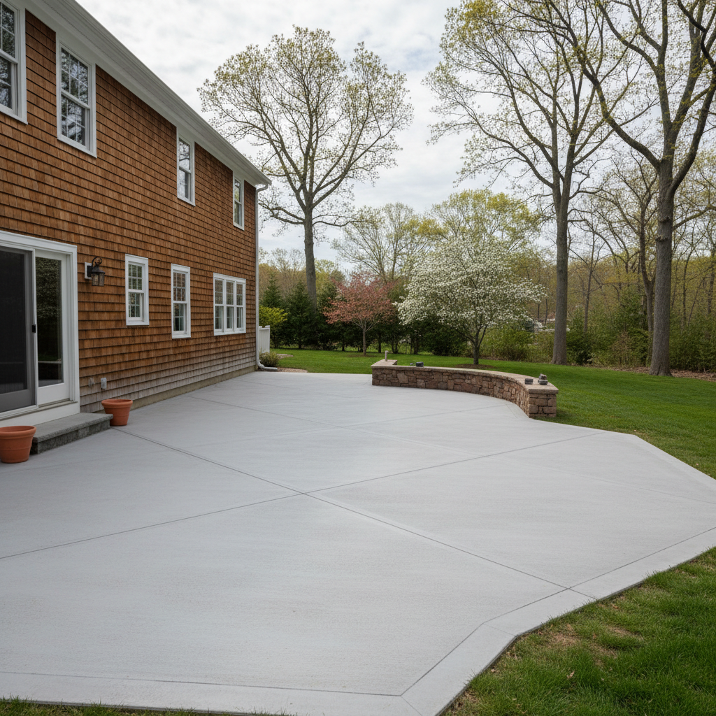 Completed concrete patios work at a residential property in Oceanport, NJ