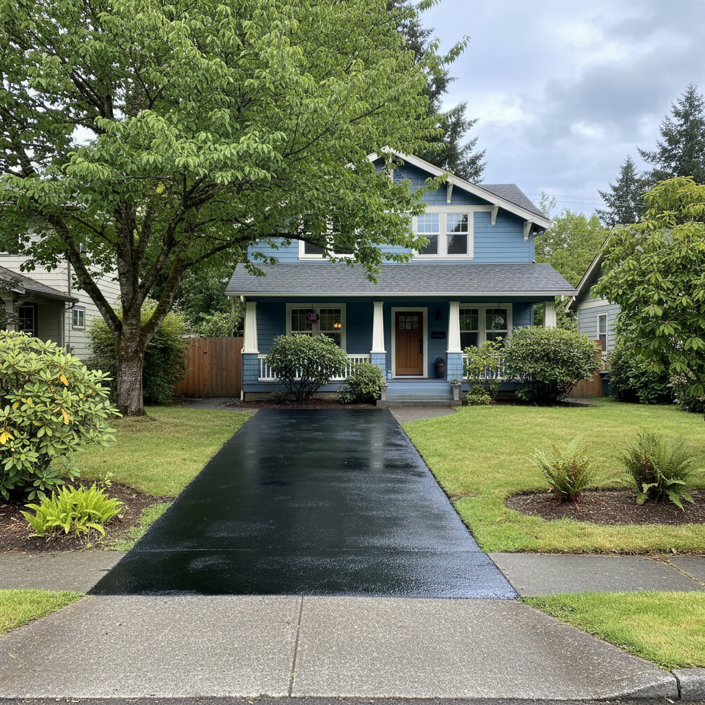 Completed slurry coating work at a residential property in Canby, OR