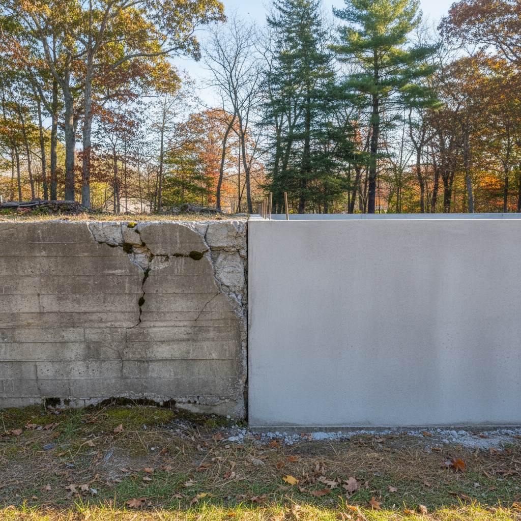 Completed concrete foundations work at a residential property in Saunderstown, RI
