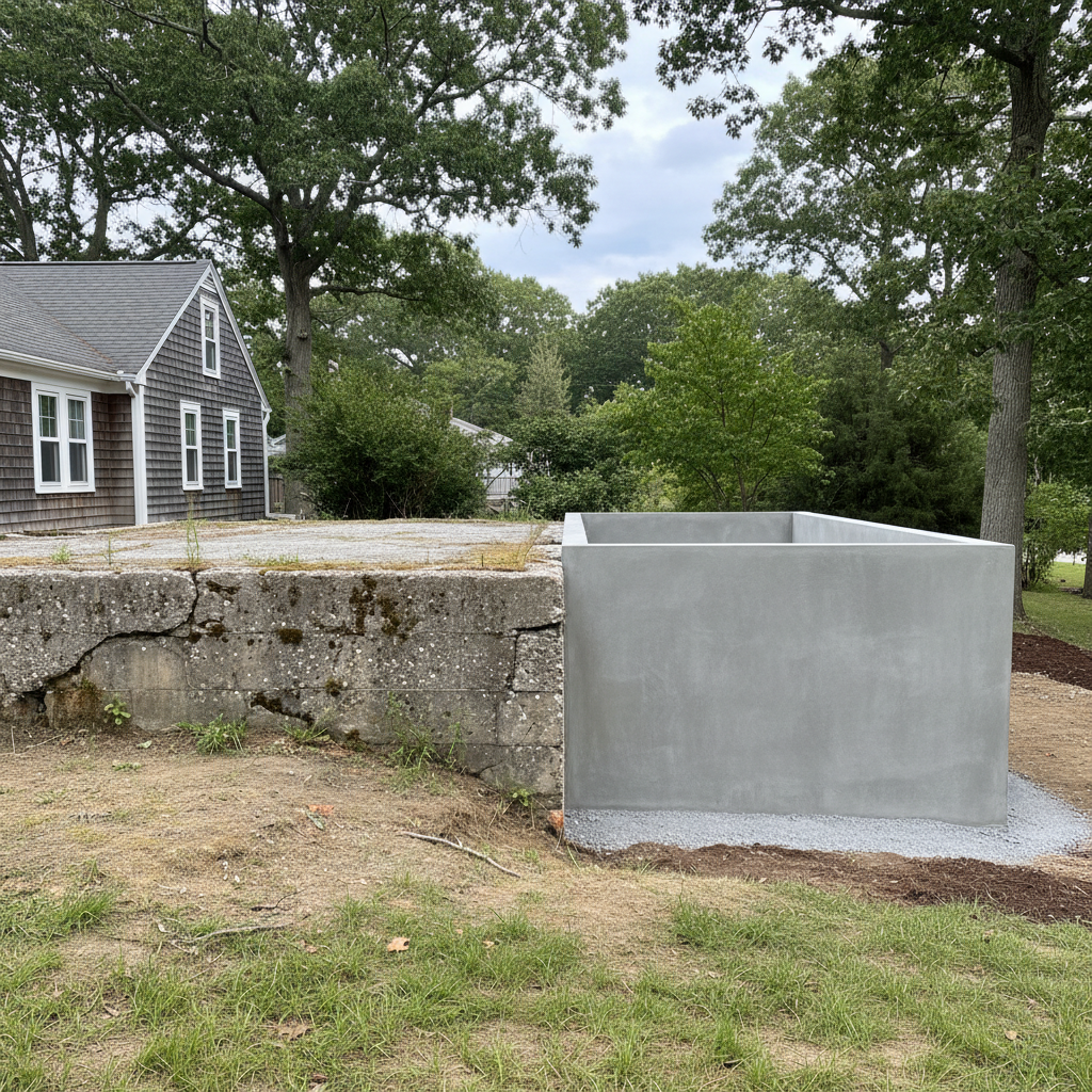 Completed concrete foundations work at a residential property in Saunderstown, RI