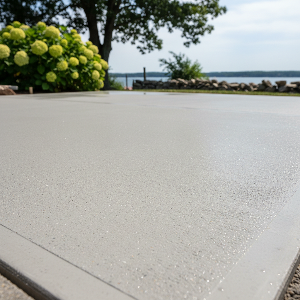 Completed concrete patios work at a residential property in Barrington, RI