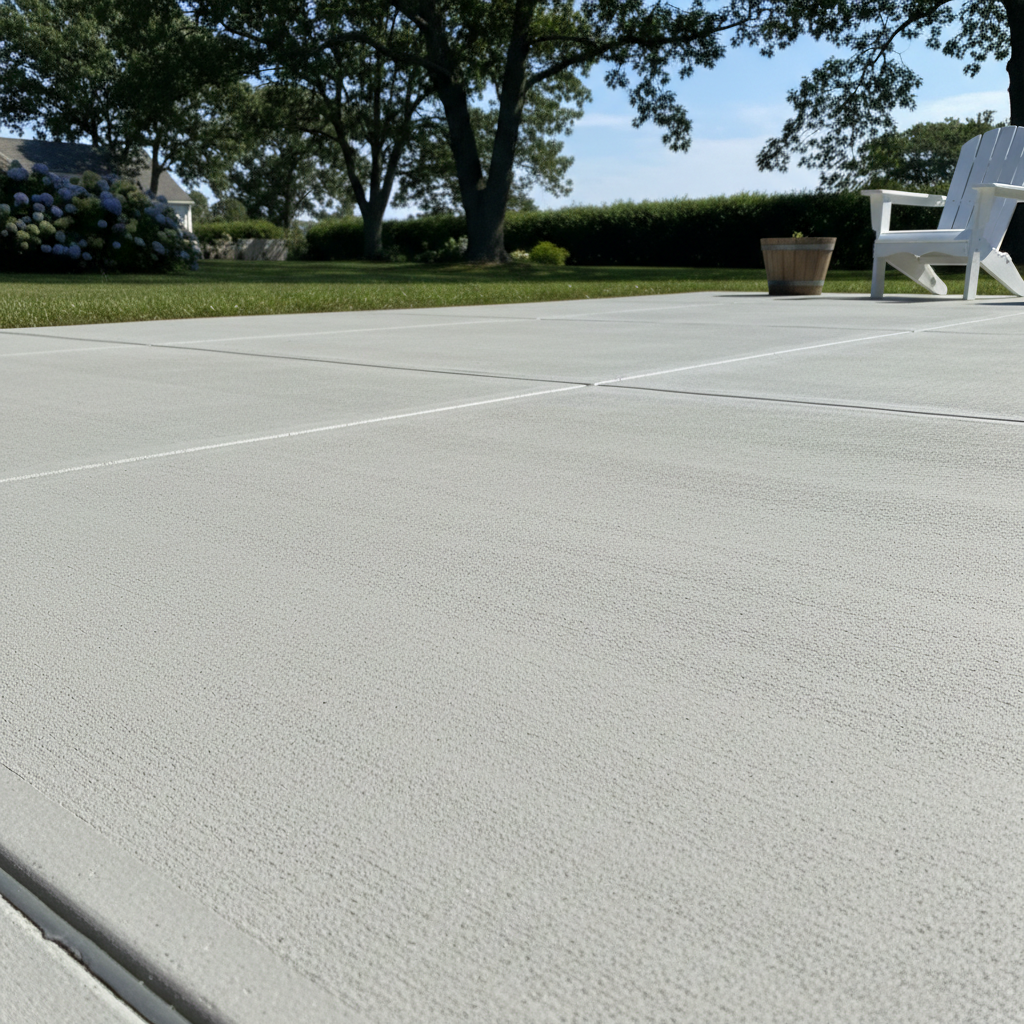 Completed concrete patios work at a residential property in Barrington, RI