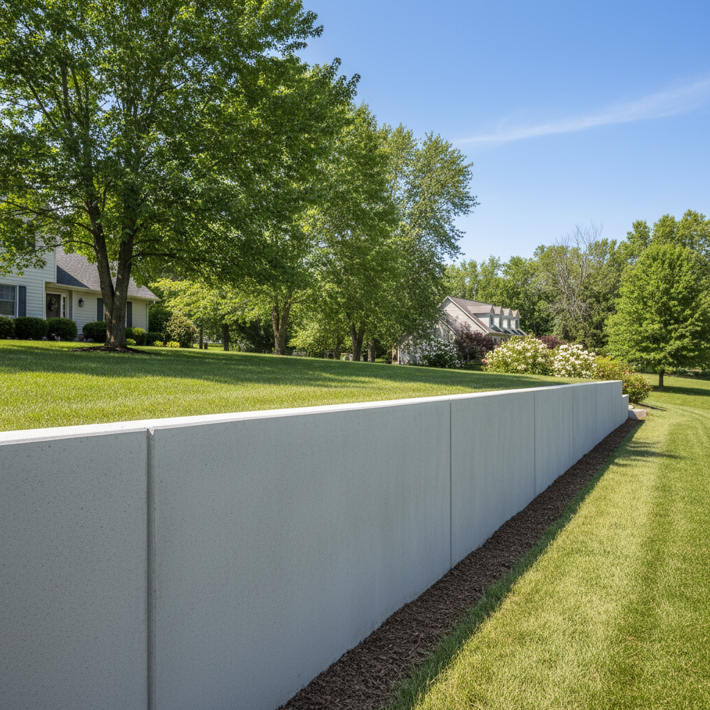 Completed concrete retaining walls work at a residential property in Akron, OH