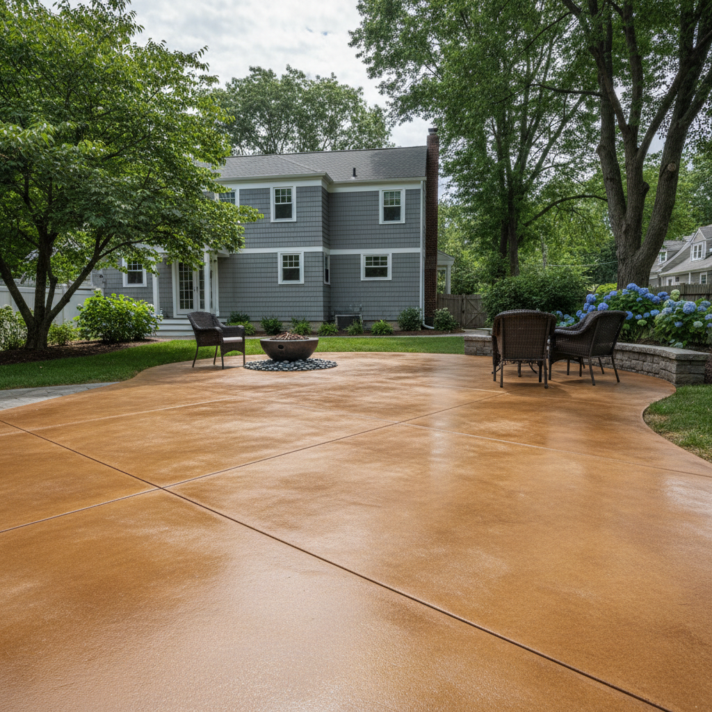 Completed concrete staining work at a residential property in Providence, RI