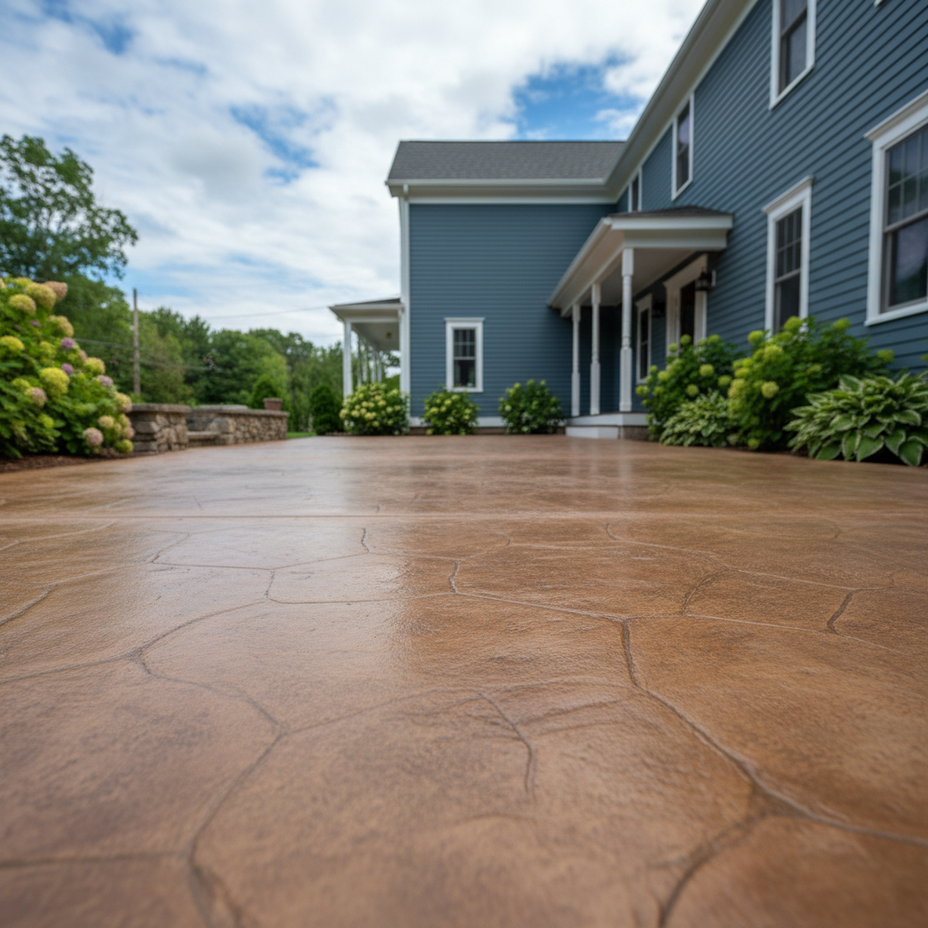 Completed concrete staining work at a residential property in Providence, RI