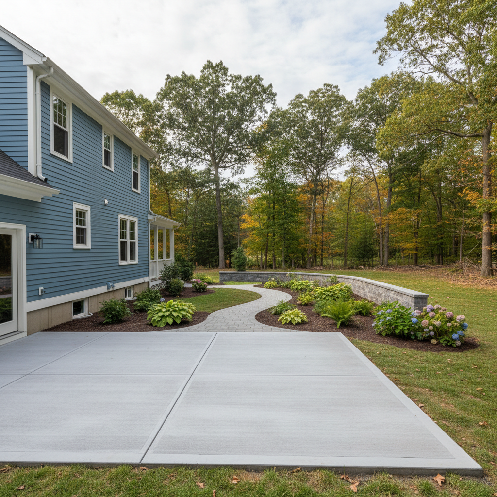 Completed concrete repair work at a residential property in Warwick, RI