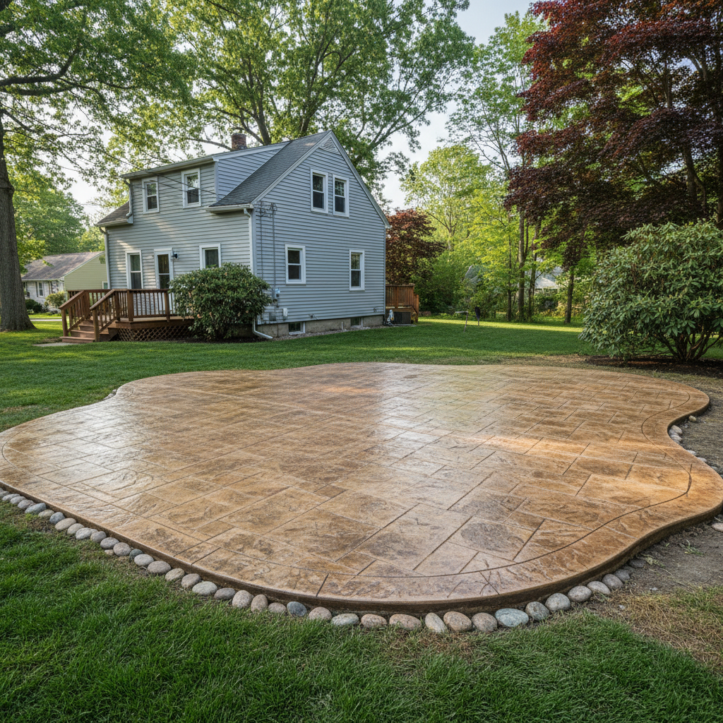 Completed decorative concrete work at a residential property in Cranston, RI