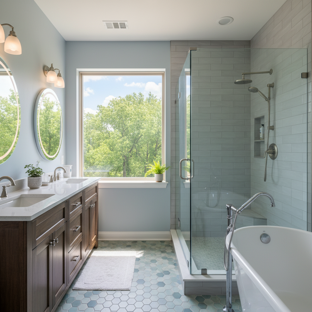 Completed bathroom remodel work at a residential property in Broken Arrow, OK