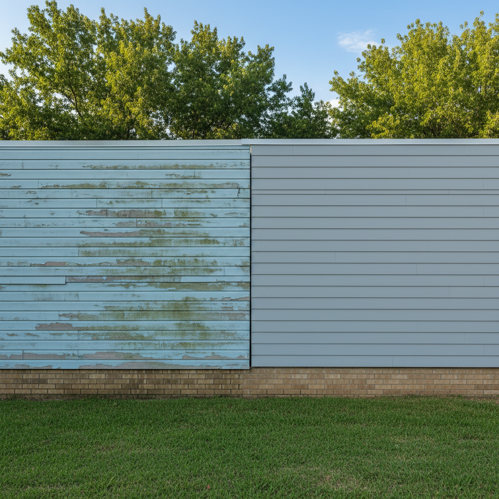 Completed siding installation work at a residential property in Moore, OK