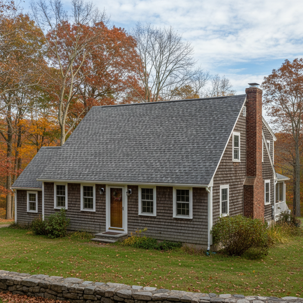 Completed roof replacement work at a residential property in Wakefield, RI