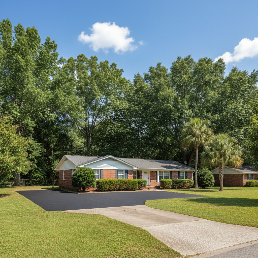 Completed asphalt patching work at a residential property in Gaston, SC