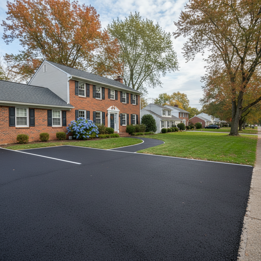 Completed asphalt striping work at a residential property in Folcroft, PA