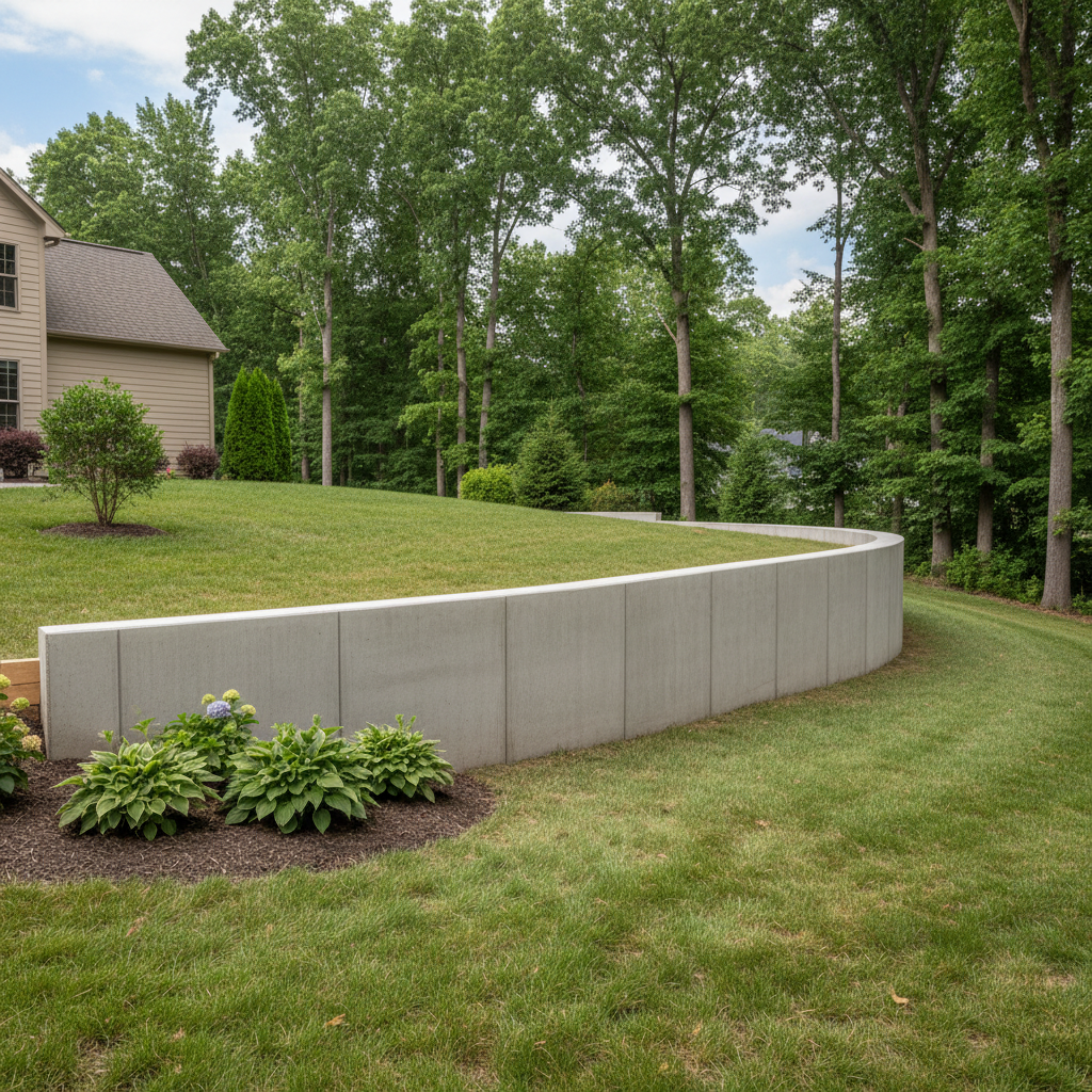 Completed concrete retaining walls work at a residential property in Macungie, PA