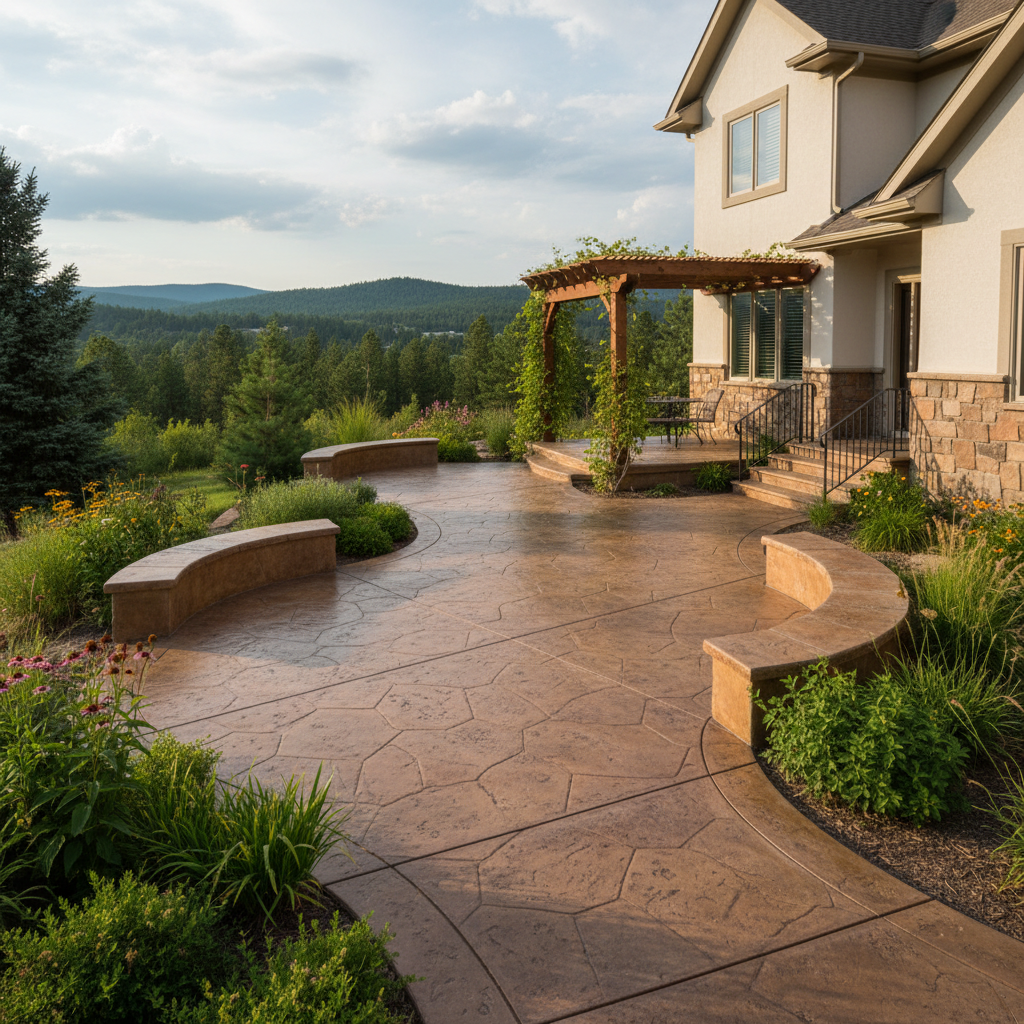 Completed stamped concrete work at a residential property in Rapid City, SD