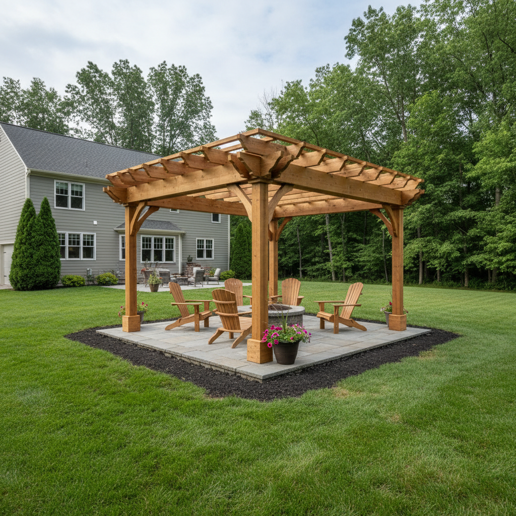 Completed pergola construction work at a residential property in Birdsboro, PA